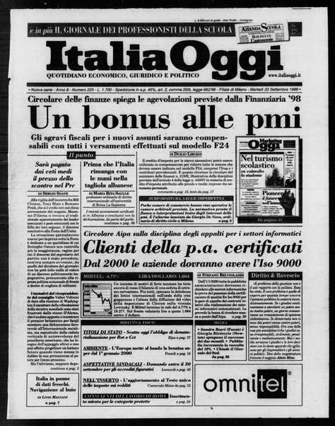 Italia oggi : quotidiano di economia finanza e politica